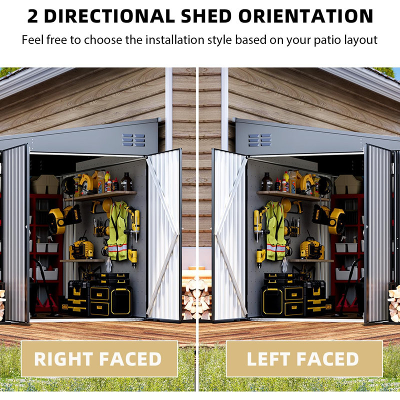 AECOJOY 8 Ft. X 10 Ft. Large Outdoor Lean To Storage Shed